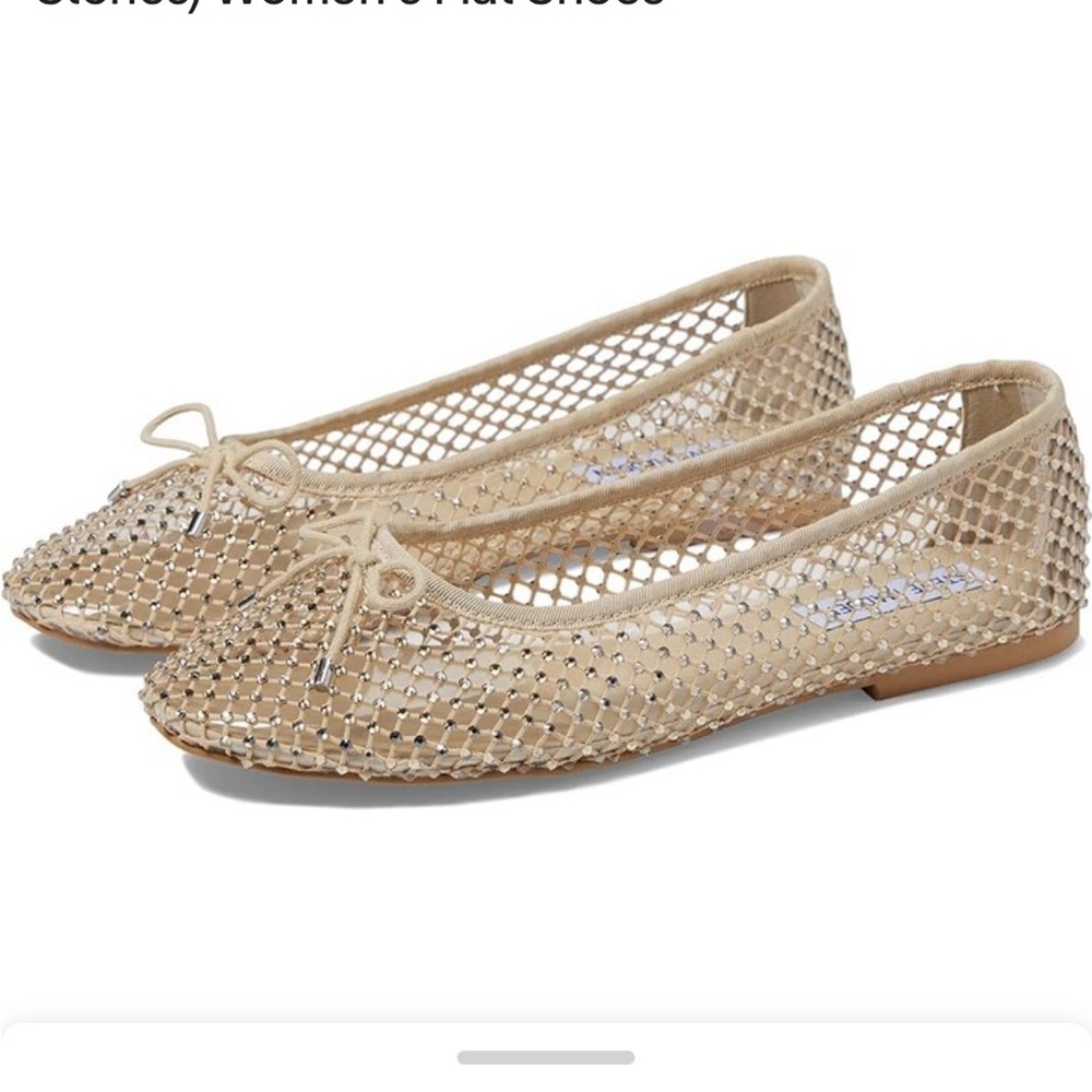 Steve Madden Blossoms Rhinestone Mesh Ballet Flat 8.5 Blush